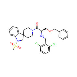 CS(=O)(=O)N1CC2(CCN(C(=O)[C@@H](COCc3ccccc3)NCc3c(Cl)cccc3Cl)CC2)c2ccccc21 ZINC000029544894