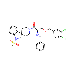 CS(=O)(=O)N1CC2(CCN(C(=O)[C@H](COCc3ccc(Cl)c(Cl)c3)NCc3ccccc3)CC2)c2ccccc21 ZINC000053294364