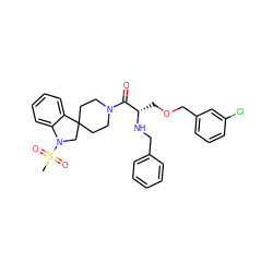 CS(=O)(=O)N1CC2(CCN(C(=O)[C@H](COCc3cccc(Cl)c3)NCc3ccccc3)CC2)c2ccccc21 ZINC000029489781