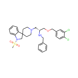 CS(=O)(=O)N1CC2(CCN(C[C@H](COCc3ccc(Cl)c(Cl)c3)NCc3ccccc3)CC2)c2ccccc21 ZINC000029489962