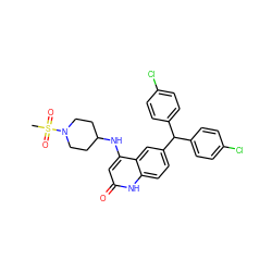 CS(=O)(=O)N1CCC(Nc2cc(=O)[nH]c3ccc(C(c4ccc(Cl)cc4)c4ccc(Cl)cc4)cc23)CC1 ZINC001772656140