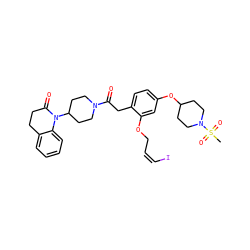 CS(=O)(=O)N1CCC(Oc2ccc(CC(=O)N3CCC(N4C(=O)CCc5ccccc54)CC3)c(OC/C=C\I)c2)CC1 ZINC000084587953