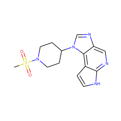 CS(=O)(=O)N1CCC(n2cnc3cnc4[nH]ccc4c32)CC1 ZINC000095578333