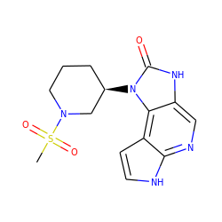 CS(=O)(=O)N1CCC[C@@H](n2c(=O)[nH]c3cnc4[nH]ccc4c32)C1 ZINC000118039830