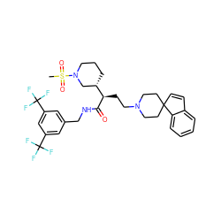 CS(=O)(=O)N1CCC[C@H]([C@@H](CCN2CCC3(C=Cc4ccccc43)CC2)C(=O)NCc2cc(C(F)(F)F)cc(C(F)(F)F)c2)C1 ZINC000034804364