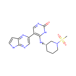 CS(=O)(=O)N1CCC[C@H](Nc2[nH]c(=O)ncc2-c2cnc3[nH]ccc3n2)C1 ZINC000168790223