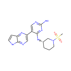 CS(=O)(=O)N1CCC[C@H](Nc2nc(N)ncc2-c2cnc3[nH]ccc3n2)C1 ZINC000168734127