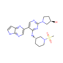 CS(=O)(=O)N1CCC[C@H](Nc2nc(N3CC[C@@H](O)C3)ncc2-c2cnc3[nH]ccc3n2)C1 ZINC000168729198