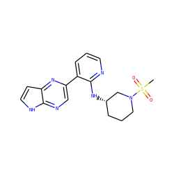 CS(=O)(=O)N1CCC[C@H](Nc2ncccc2-c2cnc3[nH]ccc3n2)C1 ZINC000168687133