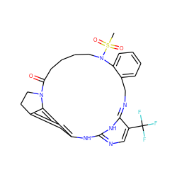 CS(=O)(=O)N1CCCCC(=O)N2CCc3cc(ccc32)NC2=NC=C(C(F)(F)F)C(=NCc3ccccc31)N2 ZINC001772580214