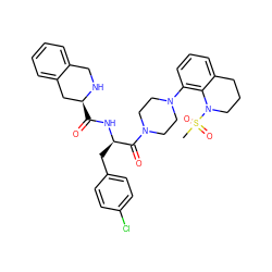 CS(=O)(=O)N1CCCc2cccc(N3CCN(C(=O)[C@@H](Cc4ccc(Cl)cc4)NC(=O)[C@H]4Cc5ccccc5CN4)CC3)c21 ZINC000028526409