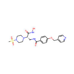CS(=O)(=O)N1CCN([C@@H](CNC(=O)c2ccc(OCc3ccncc3)cc2)C(=O)NO)CC1 ZINC000116375613