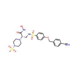 CS(=O)(=O)N1CCN([C@@H](CNS(=O)(=O)c2ccc(OCc3ccc(C#N)cc3)cc2)C(=O)NO)CC1 ZINC000114991755