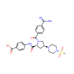 CS(=O)(=O)N1CCN([C@H]2C[C@@H](C(=O)Nc3ccc(C(=O)O)cc3)N(C(=O)c3ccc(C(=N)N)cc3)C2)CC1 ZINC000207250243