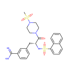 CS(=O)(=O)N1CCN(C(=O)[C@@H](Cc2cccc(C(=N)N)c2)NS(=O)(=O)c2cccc3ccccc23)CC1 ZINC000026840044