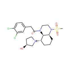 CS(=O)(=O)N1CCN(C(=O)Cc2ccc(Cl)c(Cl)c2)[C@@H]2[C@@H](N3CC[C@H](O)C3)CCC[C@@H]21 ZINC001772575539