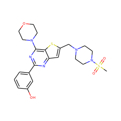 CS(=O)(=O)N1CCN(Cc2cc3nc(-c4cccc(O)c4)nc(N4CCOCC4)c3s2)CC1 ZINC000035850795