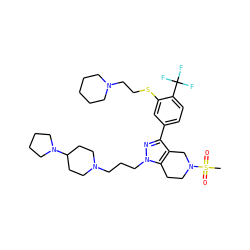 CS(=O)(=O)N1CCc2c(c(-c3ccc(C(F)(F)F)c(SCCN4CCCCC4)c3)nn2CCCN2CCC(N3CCCC3)CC2)C1 ZINC000049793493