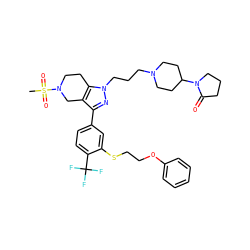 CS(=O)(=O)N1CCc2c(c(-c3ccc(C(F)(F)F)c(SCCOc4ccccc4)c3)nn2CCCN2CCC(N3CCCC3=O)CC2)C1 ZINC000049783996