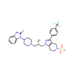 CS(=O)(=O)N1CCc2c(c(-c3ccc(C(F)(F)F)cc3)nn2C[C@@H](O)CN2CCC(n3c(=O)[nH]c4ccccc43)CC2)C1 ZINC000028339842