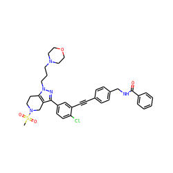 CS(=O)(=O)N1CCc2c(c(-c3ccc(Cl)c(C#Cc4ccc(CNC(=O)c5ccccc5)cc4)c3)nn2CCCN2CCOCC2)C1 ZINC000049695325