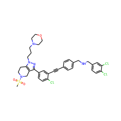 CS(=O)(=O)N1CCc2c(c(-c3ccc(Cl)c(C#Cc4ccc(CNCc5ccc(Cl)c(Cl)c5)cc4)c3)nn2CCCN2CCOCC2)C1 ZINC000049695506