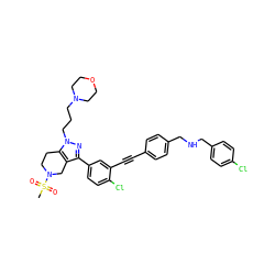 CS(=O)(=O)N1CCc2c(c(-c3ccc(Cl)c(C#Cc4ccc(CNCc5ccc(Cl)cc5)cc4)c3)nn2CCCN2CCOCC2)C1 ZINC000049695238