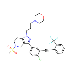 CS(=O)(=O)N1CCc2c(c(-c3ccc(Cl)c(C#Cc4ccccc4C(F)(F)F)c3)nn2CCCN2CCOCC2)C1 ZINC000049695004