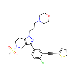 CS(=O)(=O)N1CCc2c(c(-c3ccc(Cl)c(C#Cc4cccs4)c3)nn2CCCN2CCOCC2)C1 ZINC000049709219