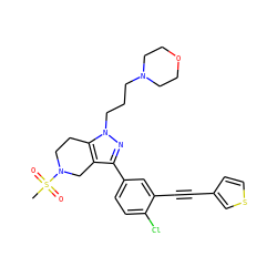 CS(=O)(=O)N1CCc2c(c(-c3ccc(Cl)c(C#Cc4ccsc4)c3)nn2CCCN2CCOCC2)C1 ZINC000049709301