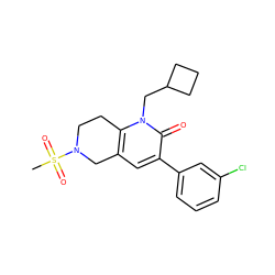 CS(=O)(=O)N1CCc2c(cc(-c3cccc(Cl)c3)c(=O)n2CC2CCC2)C1 ZINC000068106869