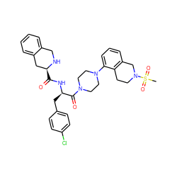 CS(=O)(=O)N1CCc2c(cccc2N2CCN(C(=O)[C@@H](Cc3ccc(Cl)cc3)NC(=O)[C@H]3Cc4ccccc4CN3)CC2)C1 ZINC000028528958