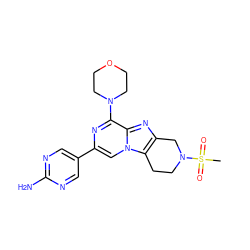 CS(=O)(=O)N1CCc2c(nc3c(N4CCOCC4)nc(-c4cnc(N)nc4)cn23)C1 ZINC000198539390