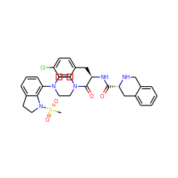 CS(=O)(=O)N1CCc2cccc(N3CCN(C(=O)[C@@H](Cc4ccc(Cl)cc4)NC(=O)[C@H]4Cc5ccccc5CN4)CC3)c21 ZINC000096309528