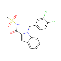 CS(=O)(=O)NC(=O)c1cc2ccccc2n1Cc1ccc(Cl)c(Cl)c1 ZINC000013588868