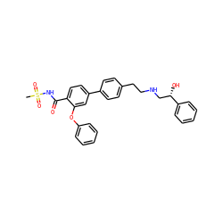 CS(=O)(=O)NC(=O)c1ccc(-c2ccc(CCNC[C@H](O)c3ccccc3)cc2)cc1Oc1ccccc1 ZINC000044406568