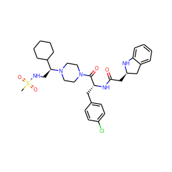 CS(=O)(=O)NC[C@@H](C1CCCCC1)N1CCN(C(=O)[C@@H](Cc2ccc(Cl)cc2)NC(=O)C[C@@H]2Cc3ccccc3N2)CC1 ZINC000036284964