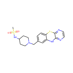 CS(=O)(=O)NC1CCN(Cc2ccc3c(c2)Nc2nccnc2S3)CC1 ZINC000036400443