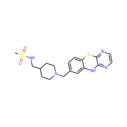 CS(=O)(=O)NCC1CCN(Cc2ccc3c(c2)Nc2nccnc2S3)CC1 ZINC000141232583