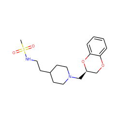 CS(=O)(=O)NCCC1CCN(C[C@@H]2COc3ccccc3O2)CC1 ZINC000012356111