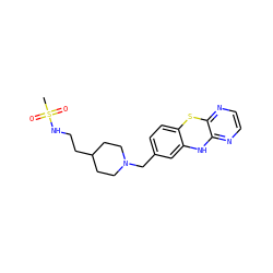 CS(=O)(=O)NCCC1CCN(Cc2ccc3c(c2)Nc2nccnc2S3)CC1 ZINC000136082120