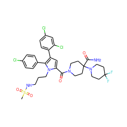 CS(=O)(=O)NCCCn1c(C(=O)N2CCC(C(N)=O)(N3CCC(F)(F)CC3)CC2)cc(-c2ccc(Cl)cc2Cl)c1-c1ccc(Cl)cc1 ZINC000058583366