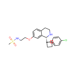 CS(=O)(=O)NCCOc1ccc2c(c1)[C@@H](C1(c3ccc(Cl)cc3)CCC1)NCC2 ZINC000114980354