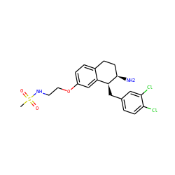 CS(=O)(=O)NCCOc1ccc2c(c1)[C@H](Cc1ccc(Cl)c(Cl)c1)[C@H](N)CC2 ZINC000088260537