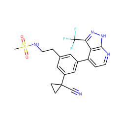 CS(=O)(=O)NCCc1cc(-c2ccnc3[nH]nc(C(F)(F)F)c23)cc(C2(C#N)CC2)c1 ZINC000299838205