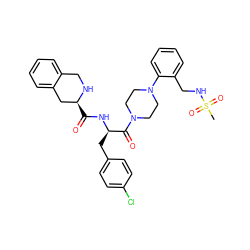 CS(=O)(=O)NCc1ccccc1N1CCN(C(=O)[C@@H](Cc2ccc(Cl)cc2)NC(=O)[C@H]2Cc3ccccc3CN2)CC1 ZINC000027858135