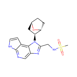 CS(=O)(=O)NCc1nc2cnc3[nH]ccc3c2n1[C@H]1C[C@H]2CC[C@H]1O2 ZINC000254133646