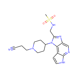 CS(=O)(=O)NCc1nc2cnc3[nH]ccc3c2n1C1CCN(CCC#N)CC1 ZINC000095560128