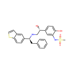 CS(=O)(=O)Nc1cc([C@@H](O)CN[C@@H](Cc2ccccc2)c2ccc3sccc3c2)ccc1O ZINC000026824559