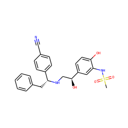 CS(=O)(=O)Nc1cc([C@@H](O)CN[C@H](Cc2ccccc2)c2ccc(C#N)cc2)ccc1O ZINC000026834825
